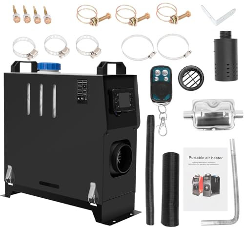 Chauffage diesel tout-en-un 12 V avec silencieux, chauffage de stationnement portable 8 kW, chauffage rapide avec télécommande, écran LCD, pour camion, voiture, remorque, camping-car, tente de campi
