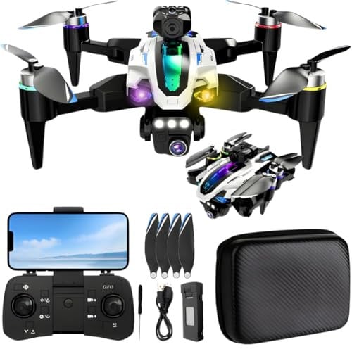 Trendi 4K Camera Drone – Foldable Quadcopter with Dual HD Cameras, Obstacle Avoidance, Brushless Motor, Altitude Hold, 360° Flip, Headless Mode, Gesture Control & Carrying Case | 2 Batteries (White)