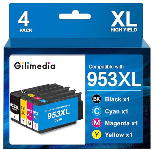 953 XL 953XL Druckerpatronen für HP 953XL Multipack Kompatibel mit HP Officejet Pro 7720 7730 7740 8710 8720 8715 8735 8725 8210 8718 8218 (Schwarz Cyan Magenta Gelb)