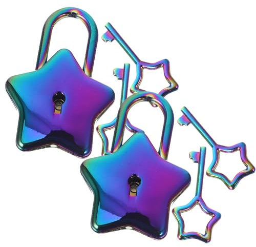 Lot de 2 mini cadenas mignons en forme d'étoile avec clé pour boîte à bijoux, sac à main, armoire, coffre au trésor, bagages, boîte aux lettres, journal intime (violet éclatant)