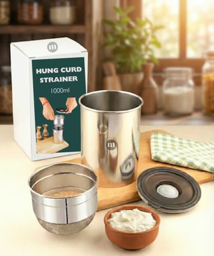 Maru Stainless Steel Multipurpose Greek Yogurt and Hung Curd Maker 1000ml – BPA-Free Durable Steel Food Strainer with Storage Container for Easy Homemade Yogurt, Curd and Cheese (1)