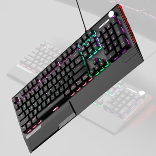 Zxfdsfdbnm Ergonomic Full Size 104Key Mechanical Keyboards Builts in Wrist Rest RGBs Lighting Silents Operations Comfortable Typing USB Cord Keyboards