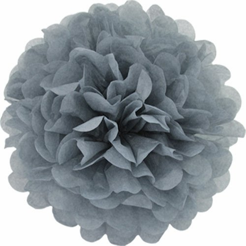 Creativery 1 Papier Pompon 20cm (hell Silber/grau 012H) // Pompom Bommel Papier Kugel Seidenpapier Pompon Blumen Deko Hängedeko Raumdeko