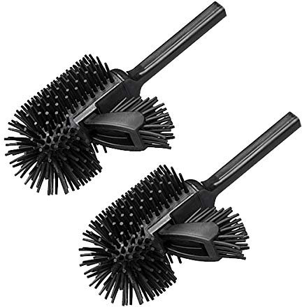 UPP Ersatzkopf Silikon-WC-Bürste | schwarz | Toilettenbürste mit Randreiniger aus Kunststoff und Antihaft-Silikon für mehr Hygiene und Sauberkeit im Bad | 2X Ersatzbürste