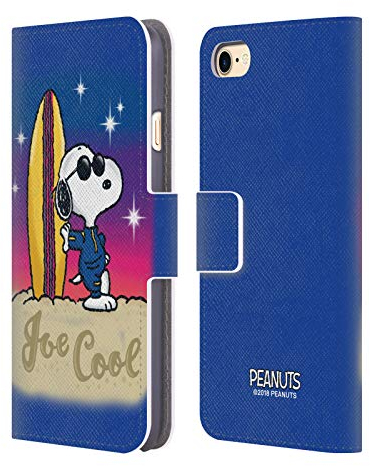 Head Case Designs Offizielle Peanuts Joe Cool Surf Snoopy Plankenweg-Spritzpistole Leder-Wallet-Hülle Kompatibel mit Apple iPhone 7/8 / SE 2020 & 2022