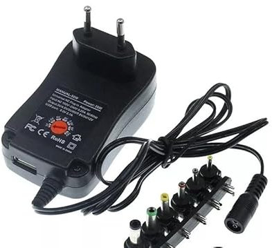 VIDOELETTRONICA Alimentatore Universale 3V 4.5V 5V 6V 7.5V 9V 12V 1000MA 12w Max 8 ADATTATORI