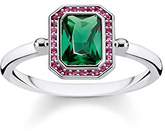 Thomas Sabo Damen-Ring Steine Rot und Grün silber 925 Sterlingsilber TR2264-348-7-50