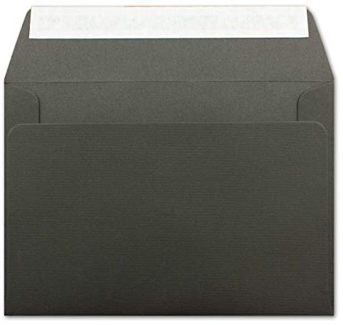 25 gerippte Briefumschläge DIN C6 Schwarz - 11,4 x 16,2 cm - 100 g/m² Post-umschlag ohne Fenster Haftklebung mit Abziehstreifen - Colours-4-You