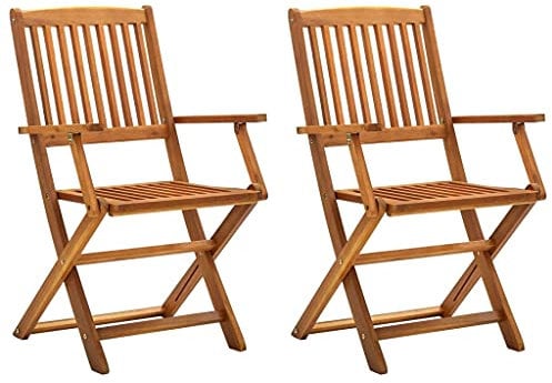vidaXL 2X Akazienholz Massiv Gartenstuhl Klappbar Hochlehner Gartensessel Stuhl Sessel Klappstuhl Holzstuhl Gartenstühle Stühle Essstuhl