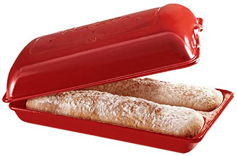 Emile Henry EH349502 Moule à pain Ciabatta, céramique, rouge Grand Cru