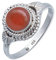 mantraroma Ring 925 Silber Karneol orange roter Stein Edelstein echt Silber Damen Sterling Silber Geschenk (MRG-153-16-(46))