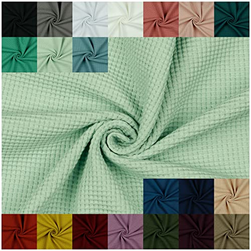 VmG-Store Waffel-Jersey Meterware Waffelpique Waffel Stoff 95% Baumwollstoff 5% Elasthan Tex 100 (100 x 145cm, 015 I Hellgrün)
