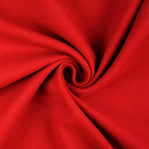 Mantelstoff - Bekleidungsstoff - weicher Mantelflausch - Jackenstoff, 0,5 m, Stoffe, Trachtenstoff, Meterware, (Rot)