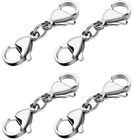 Grevosea kettenverschlus 4 Stück Doppelöffnung Karabinerverschluss Armbandverbinder Extender Halsketten Verkürzer Verschluss Verlängerung Lobster Buckle für DIY Schmuck Armbänder Halsketten-Silber