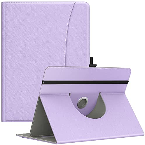 MoKo Custodia Compatibile con 9-11 iPad/Samsung Galaxy/Lenovo/Fire HD Tablet, Cover AntiGraffio Antiurto in PU con Supporto Girevole di 360° e Regolabili di Tre Angoli di Visuali, Taro Viola
