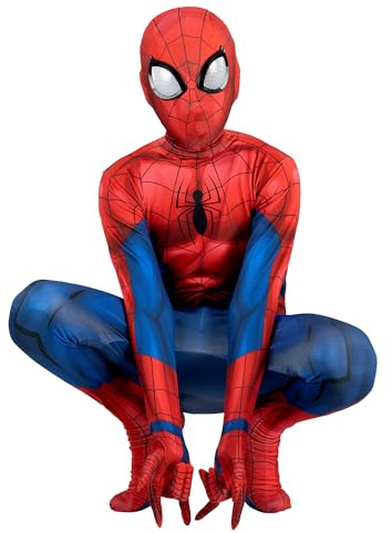Marvel Spider-Man Official Youth Deluxe Zentai Costume - Deluxe Two-Way Stretch Spandex with Invisible Zippers and Wrist Openings for Added Convenience (M)