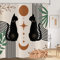 Hnmdmyi Duschvorhang Boho 180x180, Mid Century Abstrakt Schwarz Katze Blatt Mond Stern Beige Badewanne Vorhang Modern Terracotta Ästhetische Kunst Wasserdicht Polyester Stoff Waschbar Badevorhang