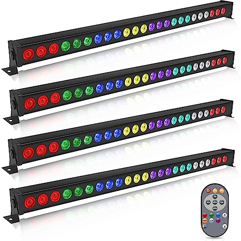 UKing LED Wall Wash Partylicht 24 x 3W LEDs RGB Bar Disco Lichteffekt mit Fernbedienung und dmx musikgesteuert Strobe Beleuchtung für DJ Disco Home Party Bühnenlichter, 4 PCS