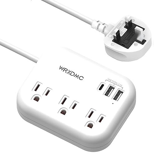 FYTSE UK Ireland Travel Plug Adapter US to UK Plug Adapter Type G Travel Converter with 3 Outlets 3 USB(1 USB C Port) Power Adapter for US to Ireland Scotland Dubai Hong Kong England British Kenya