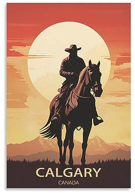 KmoNo Calgary Canada Vintage-Reiseposter, 30 x 45 cm, Poster, Dekoration, Gemälde, Leinwand, Wandkunst, Wohnzimmer, Schlafzimmer