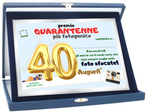 Hole Gadget ® | Blechschild Geschenkidee für 40 Jahre, Geschenkidee für Jubiläen, Geburtstag und Andenken, in starrer Schachtel 23 x 13 cm, mit Metallschild (40 Jahre)