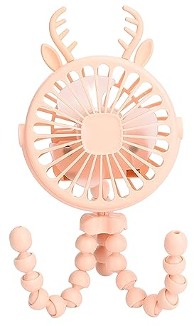 Tragbarer Kinderwagen-Ventilator, auf Ventilator, 360 Grad Drehbar, Kühlung für Auto für Auto (PINK)