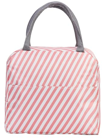 MisFun Bolsa Termica Porta Alimentos, Bolsa Termica Porta Alimentos, Bolsa Comida Trabajo, Portátil e Isotérmica Lunch Bag, Impermeable, Ideal para el Trabajo, Viajes, Picnic (Rosa)