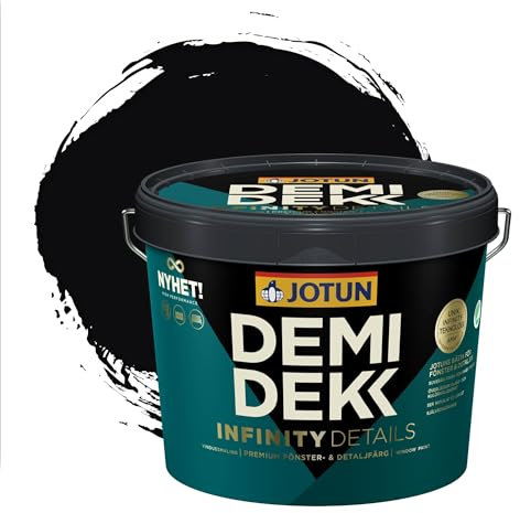 Jotun - Peinture Bois, Lasure Opaque pour Extérieur et Intérieur Satinée - DEMI DEKK INFINITY DETAILS - RAL 9005 - Noir Foncé - 3L