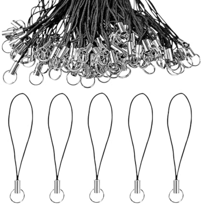QEQSHQO 50pcs Einfache Handy Lanyard Strap für Schlüssel Schlüsselanhänger Handyanhänger Schlaufen mit Karabiner Telefonring Strap Handy Charm Cord zum Pendents USB Schüsselanhänger