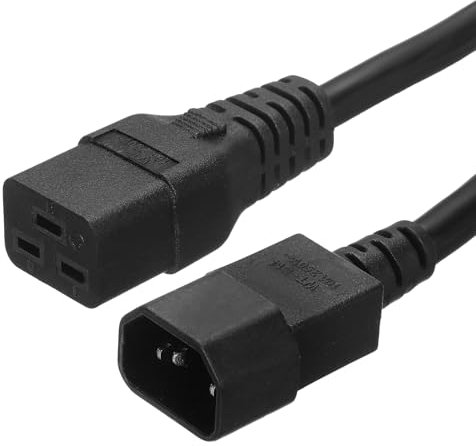 PATIKIL PDU Cable de Extensión Alimentación, 0.5m Cable Alargador de 3 Clavijas de Corriente Alterna C14 Macho a C19 Hembra 2.5mm² 250V 10A para Portátil Electrónica Ordenador Impresora