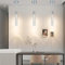 Mikeru Moderne Led Pendelleuchte, 3000k/4500k/6500k Tri-Color Schlafzimmer Pendelleuchte, 25.5cm Einfarbige Kristall-Kronleuchter Für Hängelampe Kücheninsel (DQP-Silve,3-Pack)
