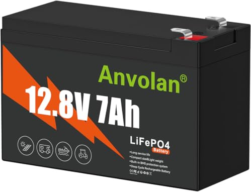 12V 7Ah LiFePO4 Lithium-Batterie, 15000+Zyklen 12volt gebaut in 7A BMS, Lithium Batterie für Garmin Fish Finder Power Wheels, Mobility Roller, Beleuchtung