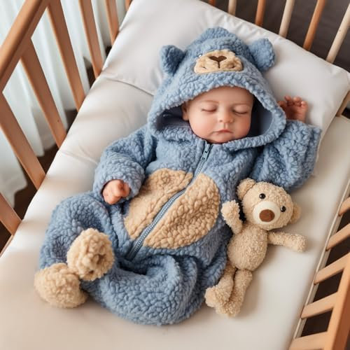 JIZHI Reborn Puppe Junge - 20 Zoll Lebensecht Babypuppen Stoffkörper Augen Geschlossen - Realistisch Puppen mit Zubehör für Kinder ab 3 Jahren