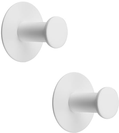 SAYAYO Klebehaken, Haken Selbstklebend Wandhaken Weiß 2 Stück Handtuchhalter Ohne Bohren Edelstahl Handtuchhaken Kleiderhaken Bademantelhaken für Bad, Toilette, Küche, Büro