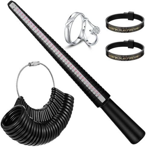 4 Pezzi Misuratore Taglie Anelli, Set Anello Misuratore, Guida Misura Anelli, Calibro Anelli, Strumento Misurazione Taglia Anelli, Set per Misurare Taglie UK, EU, USA