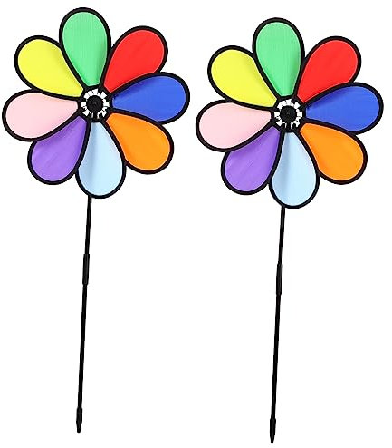 YXKJHH Lot de 2 moulins à Vent Arc-en-Ciel colorés en Plastique pour l'extérieur