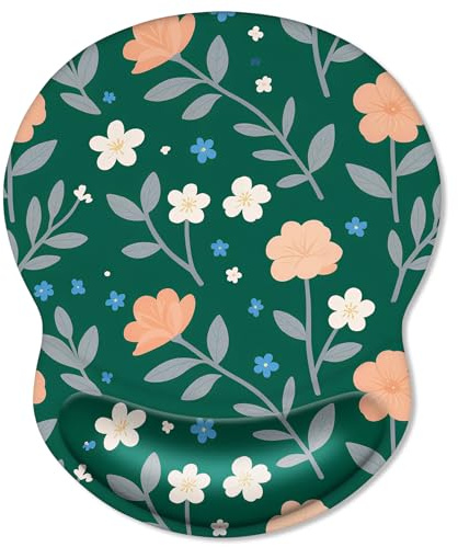 ITNRSIIET Ergonomic Mouse Pad with Comfort Gel Wrist Rest, Non-Slip PU Base, Smooth Textured Surface, Reduces Hand Fatigue & Wrist Pain, 220 x 180 mm for Office Gaming Home, VintageBloom