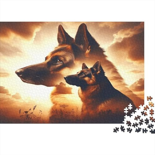 1000 Teile Realistische Schäferhund Puzzle für Erwachsene aus Papier Gehirntraining Hund Motivpuzzle Wanddeko Geschenk 52x38cm/1000pcs