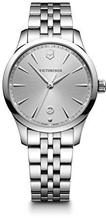 Victorinox Damen Armbanduhr Alliance Small Ø 35 mm, Swiss Made, Analog Quarz, Wasserdicht bis 100 m, Saphirglas, Edelstahl-Armband, Silber