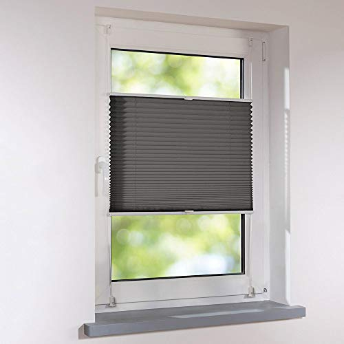 Plissee Klemmfix Faltstore UNIVERSAL Faltrollo ohne Bohren - 65 x 220 cm - anthrazit