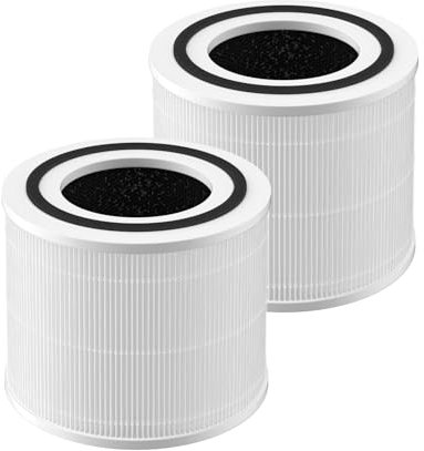 2-Pack Core 300 Replacement Filter Compatible with LEVOIT Core 300 and Core 300S Air Purifier, H13 True HEPA & Activated Carbon, Replace Core300-RF, White