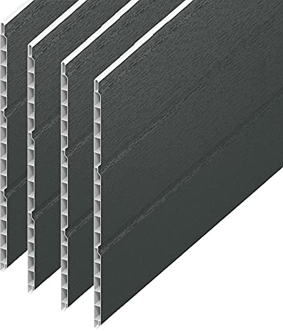 uPVC Hollow Soffit Cladding Panels - Anthracite Grey Plastic Soffit Board - 5 Metre Length x 300mm Wide x 4 Length Pack