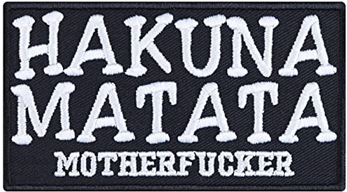 HAKUNA MATATA Motherfucker Aufnäher/Aufbügler König der Löwen Patch zum annähen/aufbügeln Bügelbilder/Sticker Biker Applikation für Jacke/Weste/Jeans | 90x50mm