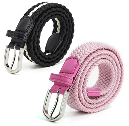AnJuHoPa Kinder Gürtel Elastik- gürtel stretch Gürtel für Jungen Mädchen,Mehrfarbiger stoffgürtel Damen 2,5 cm breite 80 cm länge mit Metallschnalle