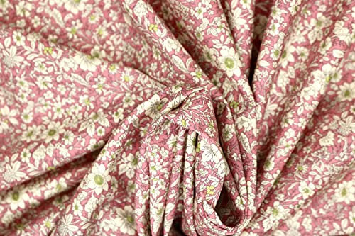 Pyrhan 100% Cotton Poplin by Rose & Hubble | Little Wild Blossom Floral Printed Cotton Fabric by The Metre UK | 114 Cm | Crafting Fabric & Dressmaking Fabric | Dress Fabric Material for Sewing (Pink)