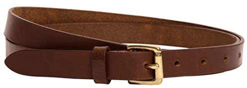Gusti Gürtel Leder - Birte schlichter schmaler Ledergürtel mit goldener Schnalle Hüftgürtel Ziergürtel Accessoires Damen 75cm Braun Leder