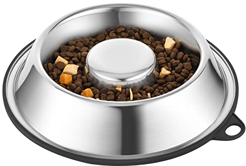 PEGGY11 Gamelles pour Chiens à Alimentation Lente en Acier Inoxydable, Antidérapantes, Base Anti-basculement, Qualité Alimentaire, sans BPA, Peut Passer au Lave-Vaisselle, Faciles à Nettoyer, 475ml