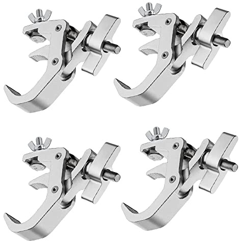 4Pack Stage Light Clamps Hook,440 lb Load Capacity Aluminum Alloy Truss C-Clamp,Fit 1.6-2.0inch OD Tube for DJ Lighting Projector Par Lights Spot Lights Stage Lighting Accessories
