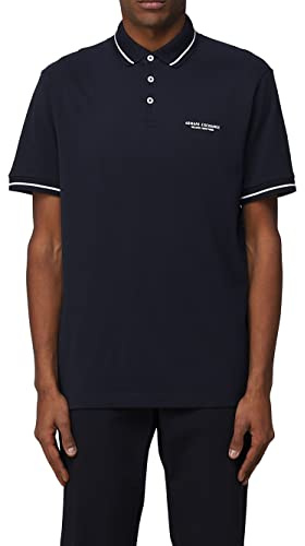 ARMANI EXCHANGE Poloshirt mit kurzen Ärmeln aus elastischer Baumwolle für Herren, Farbe Marine, Modell 8NZFFM ZJ5DZ 1510, Marineblau, Large