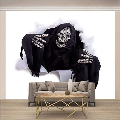 Papier Peint Mural 3D Fond De Salon Chambre Papier Peint Homme Squelette D'Halloween 3D Enfant Chambre Murale Salon Chambre Maternelle Centre D'Éducation Précoce Mur De Fond 300(L) x210(H) cm